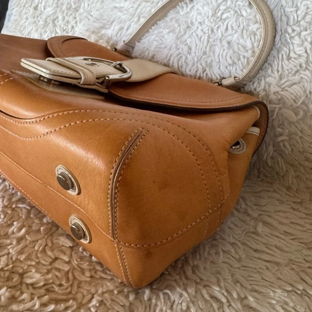 👜 Vintage Coach Soho Vachetta leather top handle suede lining Sufflette bag